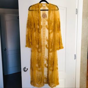 Honey Punch Sheer Lace Duster, New with Tag